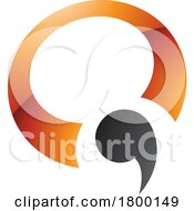 Poster, Art Print Of Orange And Black Glossy Comma Shaped Letter Q Icon