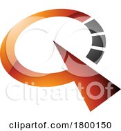 Orange And Black Glossy Clock Shaped Letter Q Icon