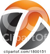 Orange And Black Glossy Circle Shaped Letter T Icon