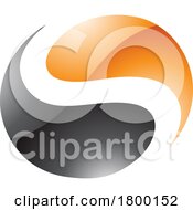 Orange And Black Glossy Circle Shaped Letter S Icon