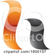 Orange And Black Glossy Calligraphic Letter H Icon