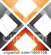 Poster, Art Print Of Orange And Black Glossy Arrow Square Shaped Letter X Icon