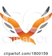 Poster, Art Print Of Orange And Black Glossy Bird Shaped Letter V Icon