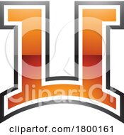 Orange And Black Glossy Arch Shaped Letter U Icon
