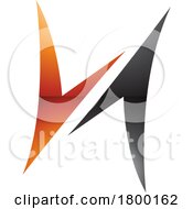 Orange And Black Glossy Arrow Shaped Letter H Icon