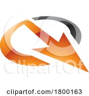 Orange And Black Glossy Arrow Shaped Letter Q Icon