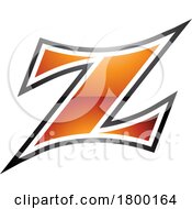 Poster, Art Print Of Orange And Black Glossy Arc Shaped Letter Z Icon