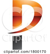 Orange And Black Glossy Letter P Icon With A Pointy Tip
