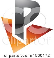 Poster, Art Print Of Orange And Black Glossy Letter P Icon With A Triangle