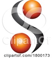 Orange And Black Glossy Letter S Icon With Spheres