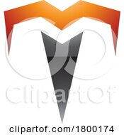Poster, Art Print Of Orange And Black Glossy Letter T Icon With Pointy Tips