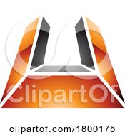 Poster, Art Print Of Orange And Black Glossy Letter U Icon In Perspective