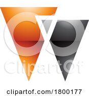 Poster, Art Print Of Orange And Black Glossy Letter W Icon With Triangles