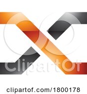 Poster, Art Print Of Orange And Black Glossy Letter X Icon With Crossing Lines