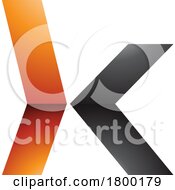 Poster, Art Print Of Orange And Black Glossy Lowercase Arrow Shaped Letter K Icon