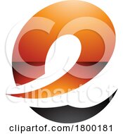 Poster, Art Print Of Orange And Black Glossy Lowercase Letter E Icon With Soft Spiky Curves