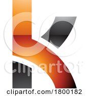Poster, Art Print Of Orange And Black Glossy Lowercase Letter K Icon With Overlapping Paths