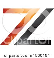 Poster, Art Print Of Orange And Black Glossy Number 7 Shaped Letter Z Icon