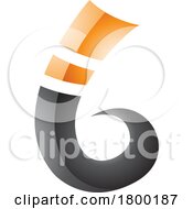 Poster, Art Print Of Orange And Black Curly Glossy Spike Shape Letter B Icon