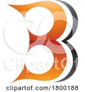 Poster, Art Print Of Orange And Black Curvy Glossy Letter B Icon Resembling Number 3