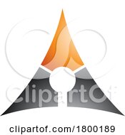 Orange And Black Deflated Glossy Triangle Letter A Icon
