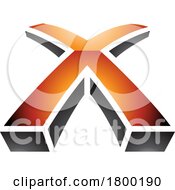 Orange And Black Glossy 3d Shaped Letter X Icon