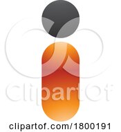 Orange And Black Glossy Abstract Round Person Shaped Letter I Icon