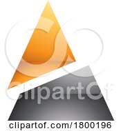 Poster, Art Print Of Orange And Black Glossy Split Triangle Shaped Letter A Icon