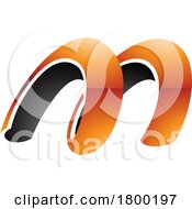 Poster, Art Print Of Orange And Black Glossy Spring Shaped Letter M Icon