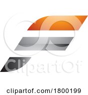 Orange And Grey Glossy Letter F Icon With Horizontal Stripes