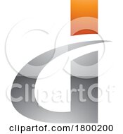 Poster, Art Print Of Orange And Grey Glossy Curvy Pointed Letter D Icon