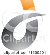 Orange And Grey Curved Glossy Spiky Letter D Icon