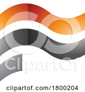 Orange And Black Wavy Glossy Flag Shaped Letter F Icon