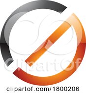 Orange And Black Thin Round Glossy Letter G Icon