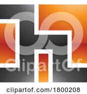 Orange And Black Square Shaped Glossy Letter H Icon