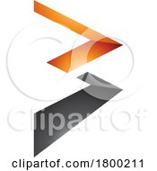 Orange And Black Glossy Zigzag Shaped Letter B Icon