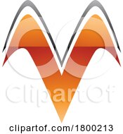 Orange And Black Glossy Wing Shaped Letter V Icon