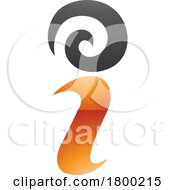 Poster, Art Print Of Orange And Black Glossy Swirly Letter I Icon