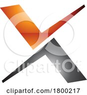 Poster, Art Print Of Orange And Black Glossy Tick Shaped Letter X Icon