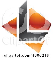 Poster, Art Print Of Orange And Black Glossy Trapezium Shaped Letter L Icon