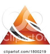 Orange And Black Glossy Triangle Shaped Letter S Icon