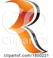 Poster, Art Print Of Orange And Black Glossy Wavy Shaped Letter R Icon