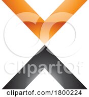 Poster, Art Print Of Orange And Black Glossy V Shaped Letter X Icon
