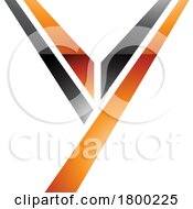 Poster, Art Print Of Orange And Black Glossy Uppercase Letter Y Icon