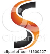 Poster, Art Print Of Orange And Black Glossy Twisted Shaped Letter S Icon