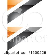 Orange And Black Glossy Triangular Flag Shaped Letter B Icon
