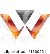 Poster, Art Print Of Orange And Black Glossy Triangle Shaped Letter W Icon