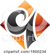 Orange And Black Glossy Diamond Shaped Letter Q Icon