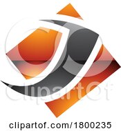 Poster, Art Print Of Orange And Black Glossy Diamond Square Letter J Icon