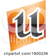 Orange And Black Glossy Distorted Square Shaped Letter U Icon